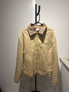 Princess Polly Tan Corduroy Zip Jacket with Orange Plaid Lining
